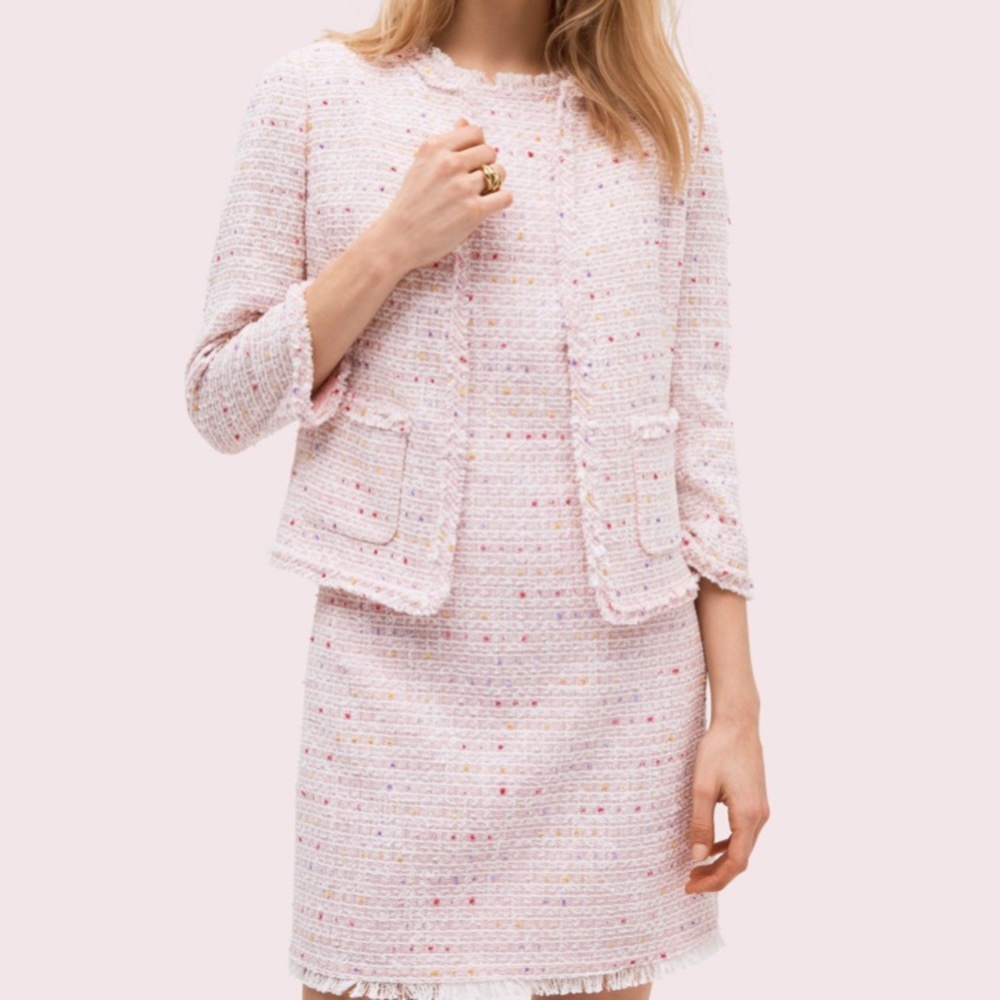 Kate Spade Flutter Sleeve Tweed Dress